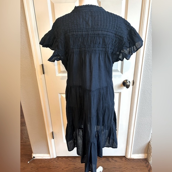 NWOT Dylan Anthropologie Midnight Navy Cotton Prairie Tiered Ruffle Dress Size M - Picture 4 of 12